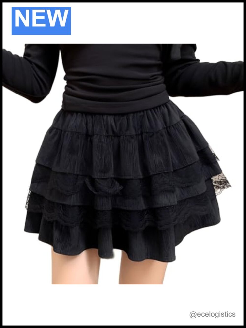 Lolita Kawaii Lace Velvet Tiered Elastic Waist Short Skirt